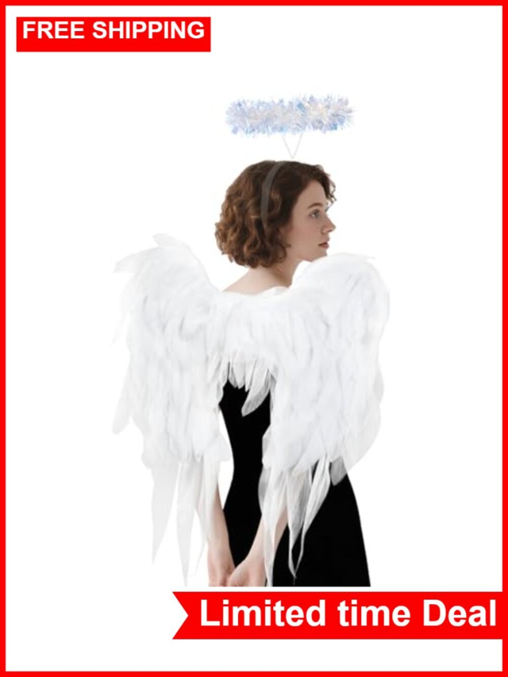 White Chiffon Angel Wings Halo Set Costume